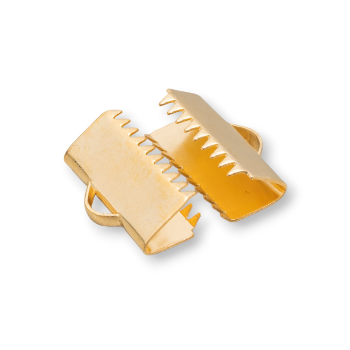 Crochet en acier et ruban de fermeture pour cuir et corde 15mm plaqué or 60pcs