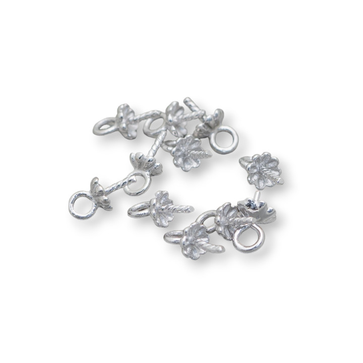 Haken für Anhänger aus Silber 925 mit Stift und Blumenkelch 4x7mm Rhodium 7gr 91St. Ca.