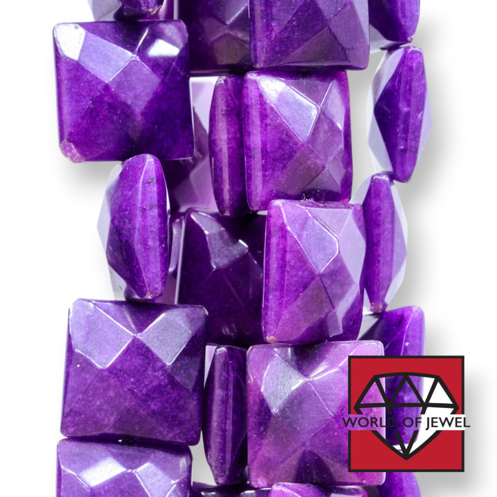 Purple Jade Flat Square Model 2 Faceted 25mm