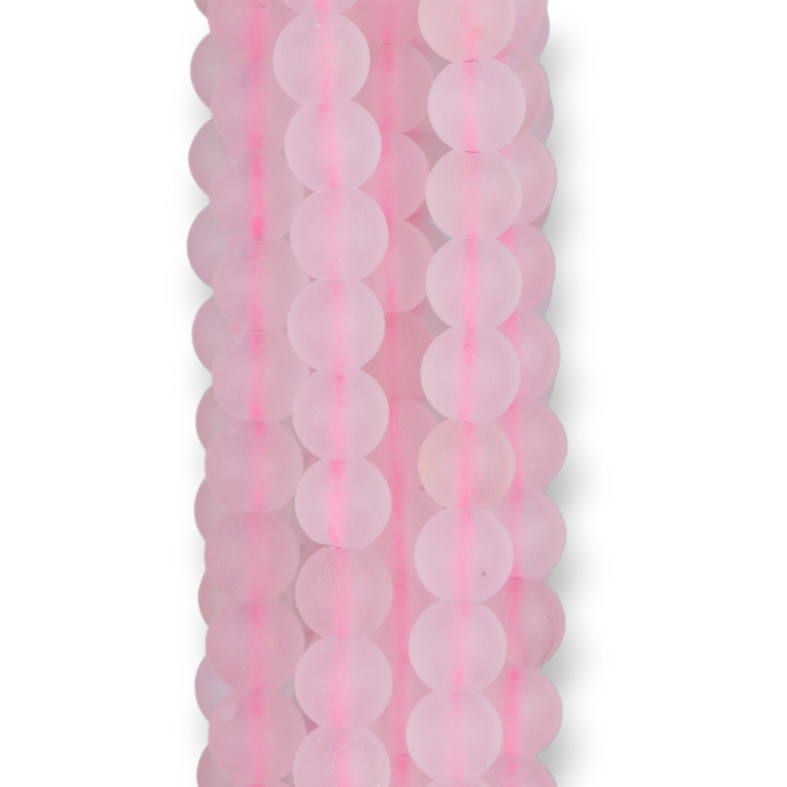 Giada Satinata Rosa (Matte) Tondo Liscio  6mm