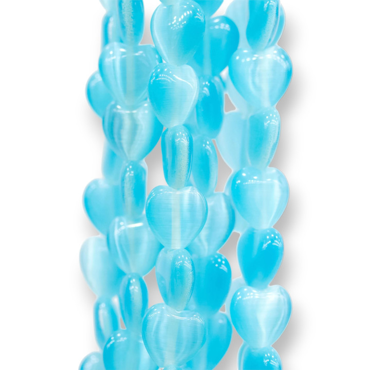 Cat's Eye Heart Plate 10mm Light Blue