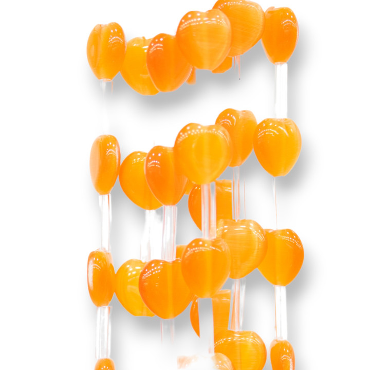Oeil de Chat Coeur Plat 12mm Orange
