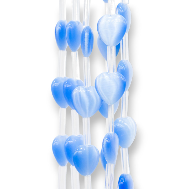 Katzenauge Herz flach 12mm Hellblau