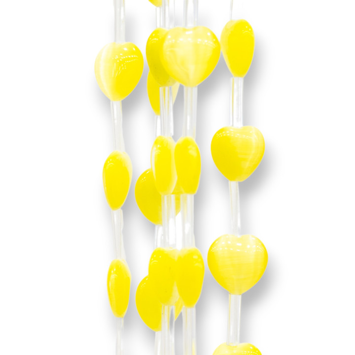 Cat's Eye Coeur Plat 12mm Jaune