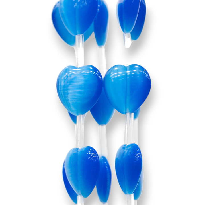Katzenauge Herz flach 16mm Hellblau