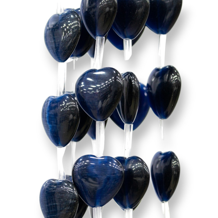 Cat's Eye Heart Plate 16mm Dark Sapphire Blue