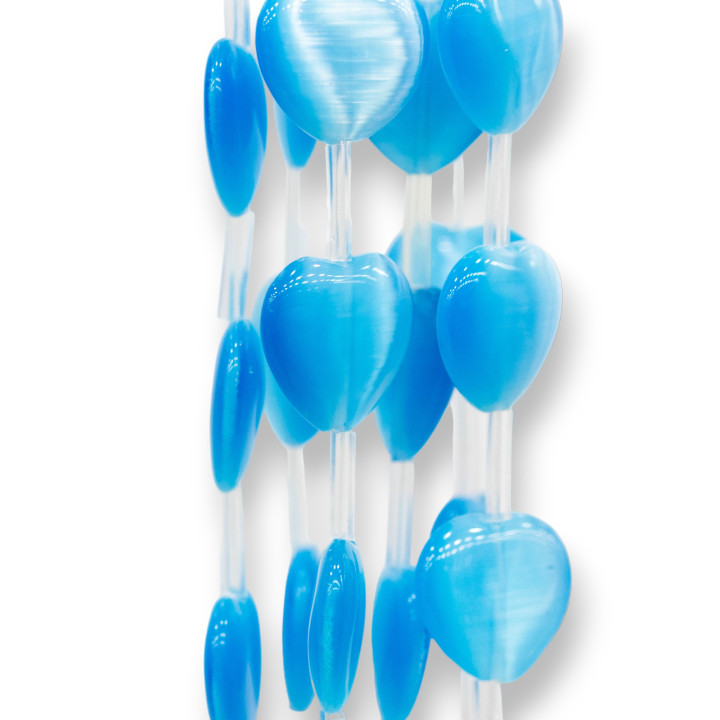 Katzenauge Herz flach 16mm Hellblau