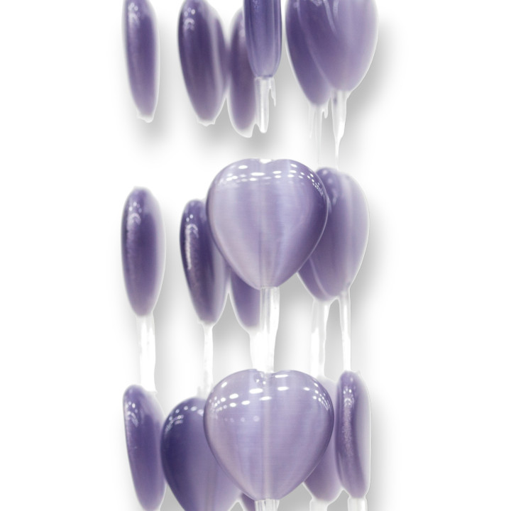 Oeil de Chat Coeur Plat 16mm Glycine