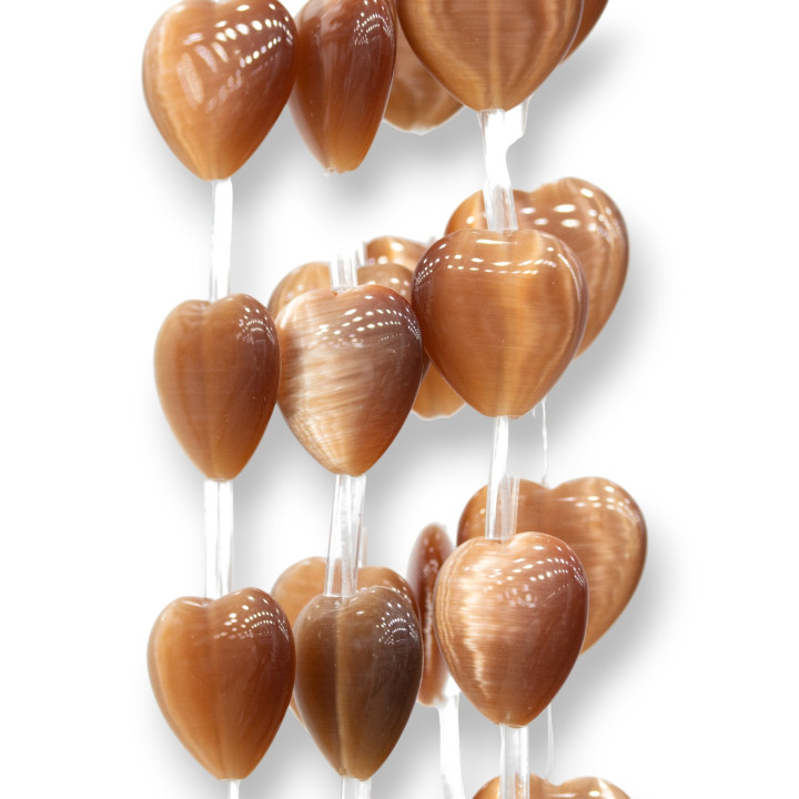 Cat's Eye Heart Plate 16mm Brown