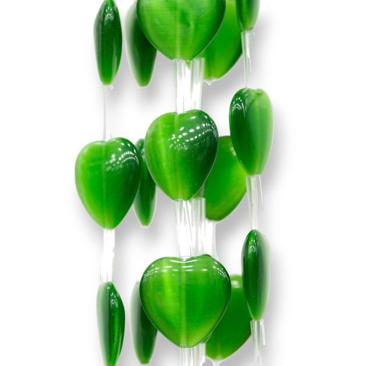 Ojo de Gato Corazón Plano 16mm Verde Esmeralda