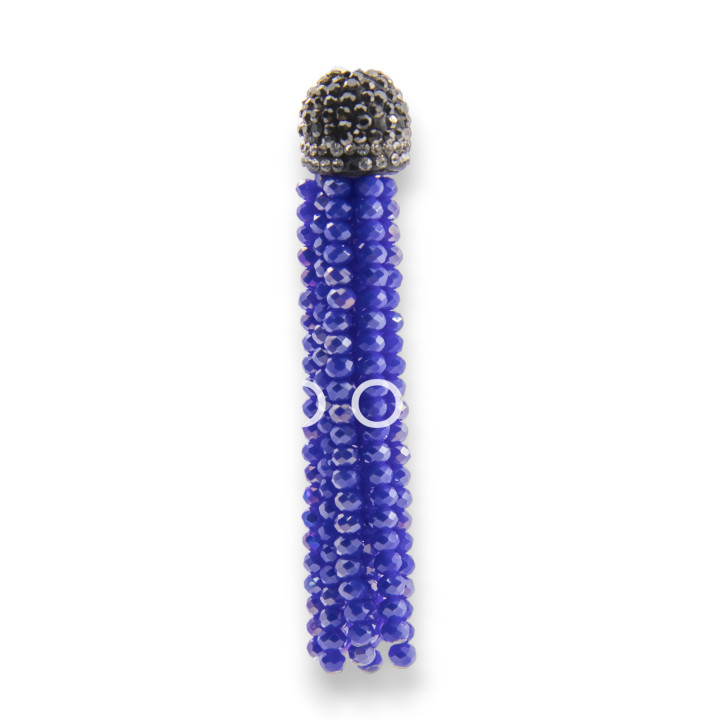 Crystal Tassels with Marcasite Cup 14x75mm 2pcs Blue
