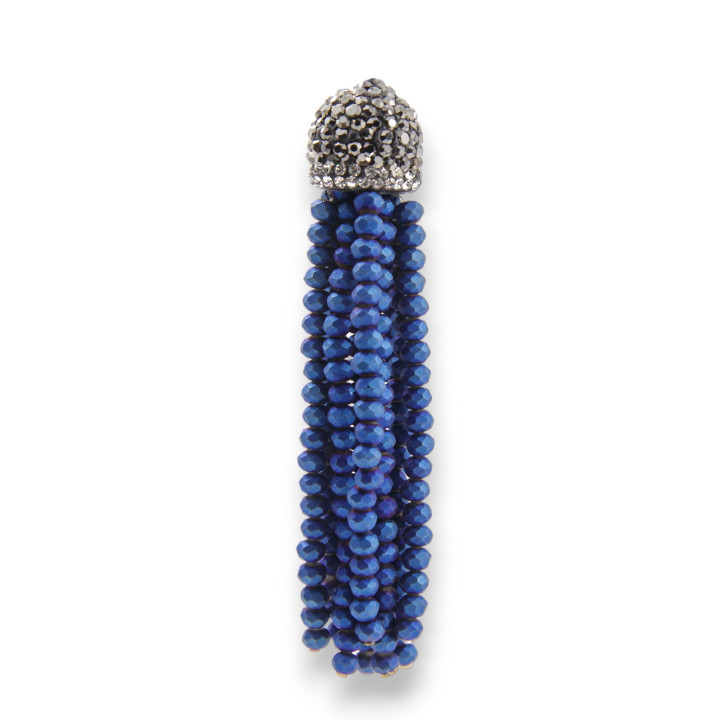 Pompons Cristal Avec Coupe Marcassite 14x75mm 2pcs Bleu Mat