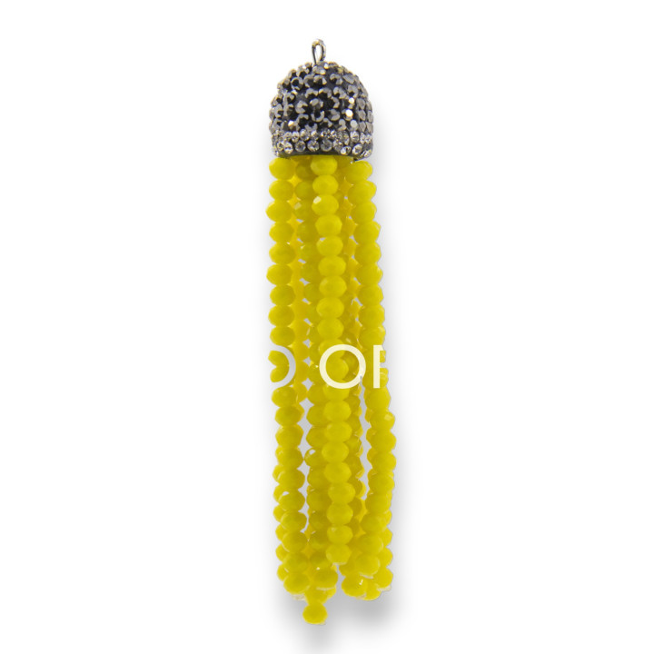 Crystal Tassels with Marcasite Cup 14x75mm 2pcs Yellow