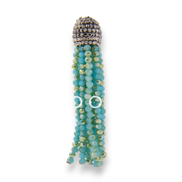 Nappine Di Cristalli Con Coppetta Di Marcasite 14x75mm 2pz Turchese AB