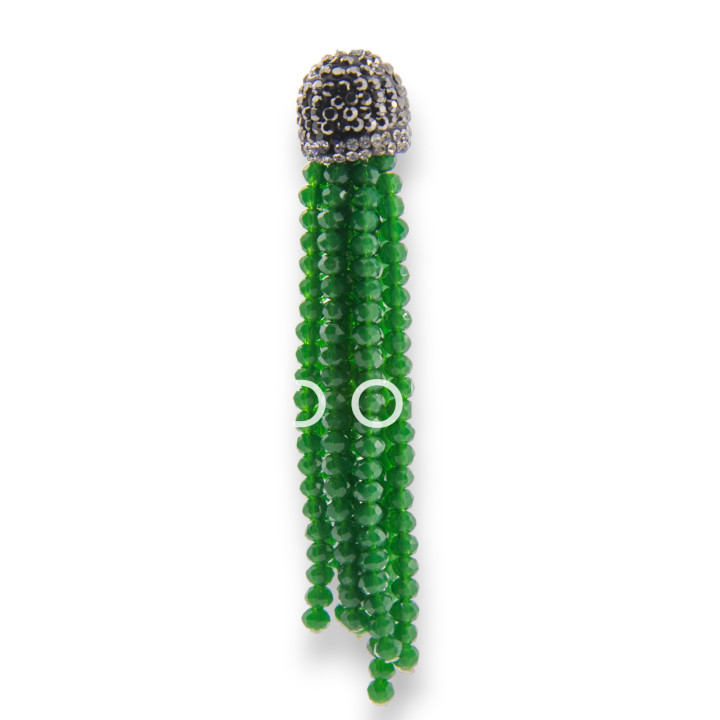 Crystal Tassels with Marcasite Cup 14x75mm 2pcs Green