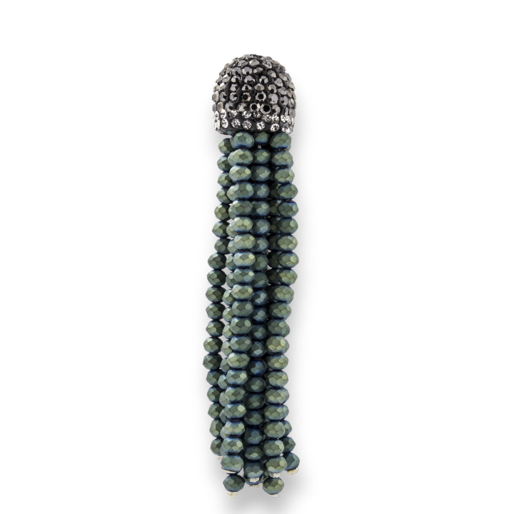 Nappine Di Cristalli Con Coppetta Di Marcasite 14x75mm 2pz Verde Matte