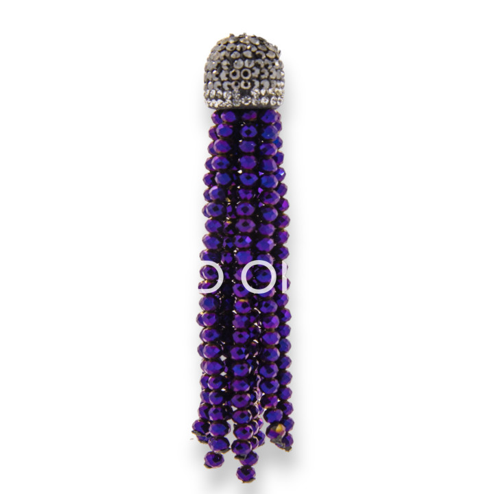 Crystal Tassels with Marcasite Cup 14x75mm 2pcs Purple
