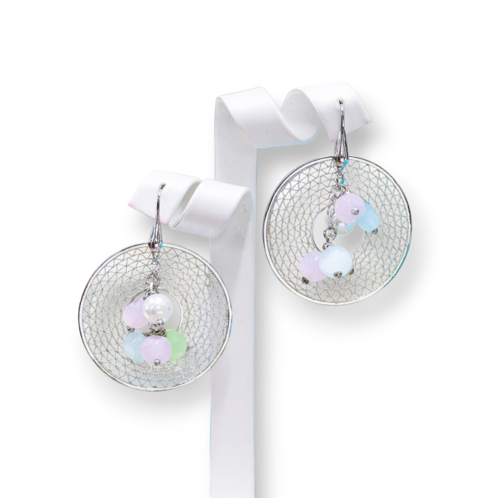 Pendientes De Gancho De Plata De Ley 925 Con Elementos De Bronce Calados Y Perlas De Río Rodiadas 1