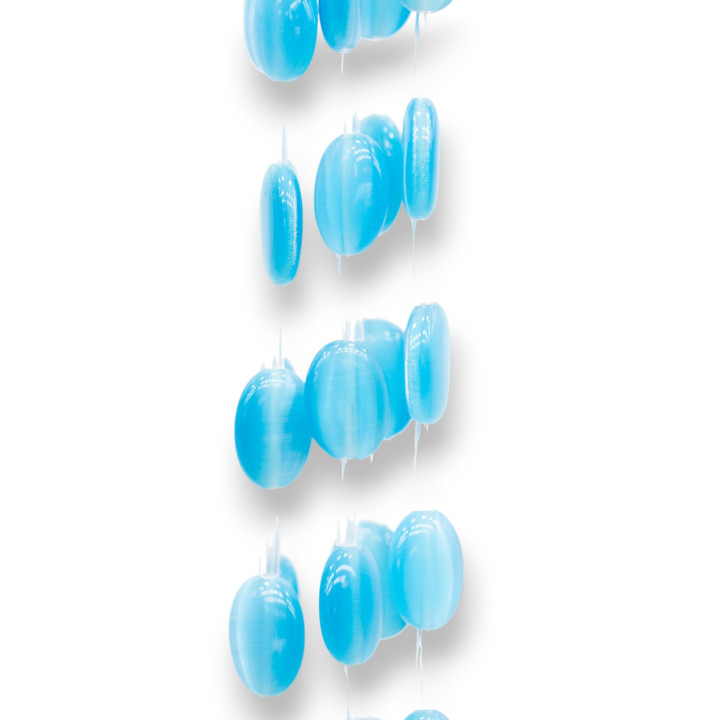 Oeil de Chat Ovale Plat 10x14mm Bleu Clair