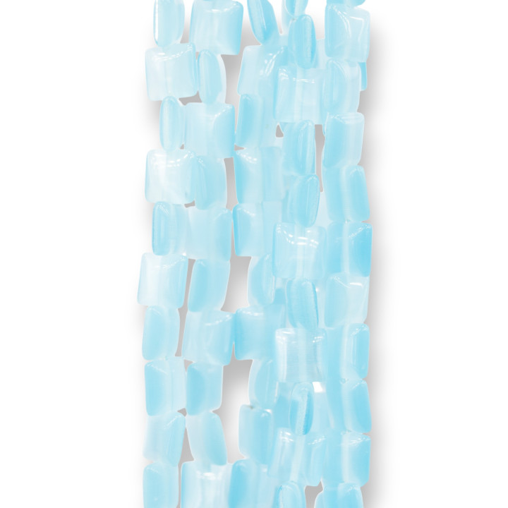 Cat's Eye Flat Square 6mm Aqua