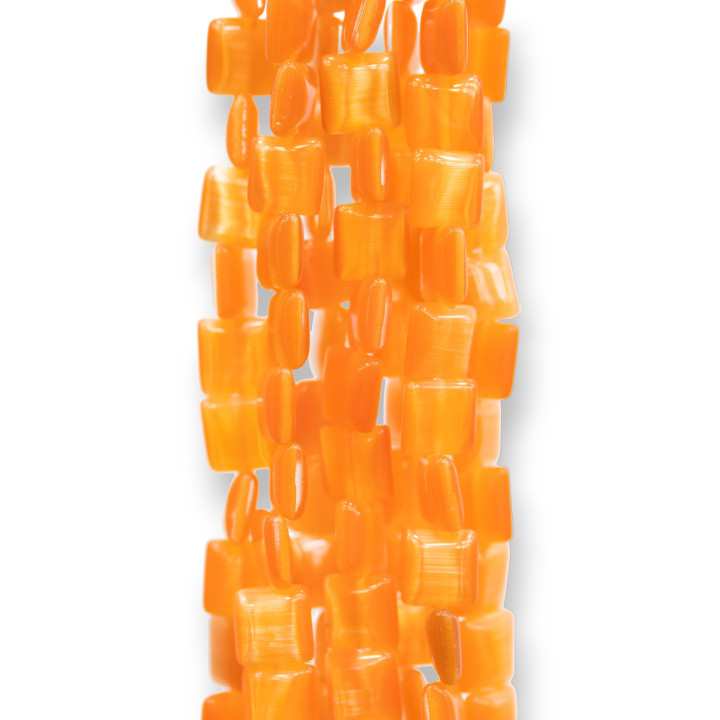Cat's Eye Flat Square 6mm Orange