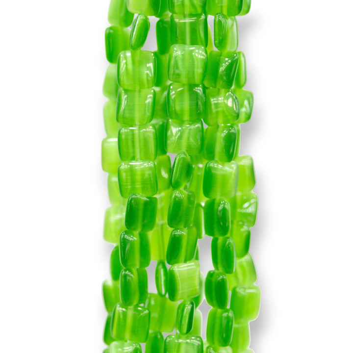 Cuadrado Plano Ojo De Gato Verde 6mm