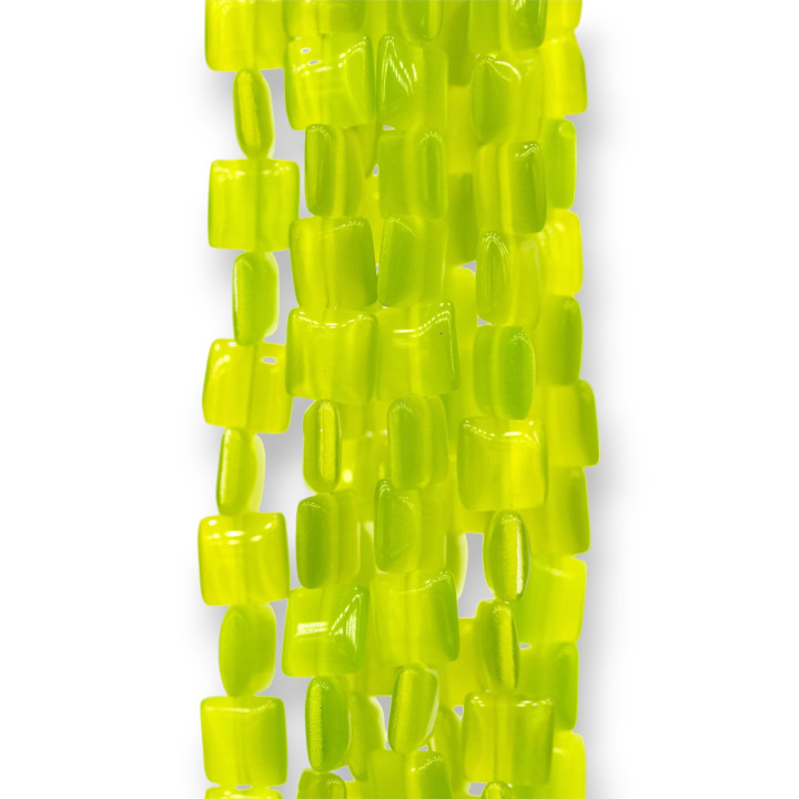Cat's Eye Flat Square 6mm Acid Green