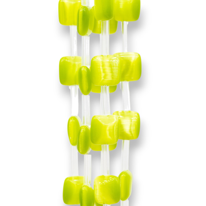 Flat Square Cat's Eye 10mm Acid Green