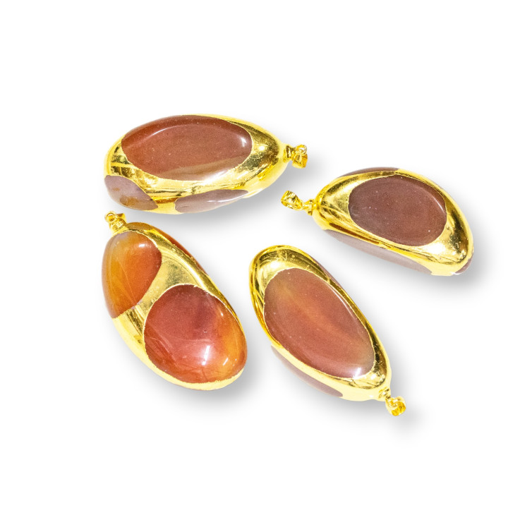 Μενταγιόν Αχάτη με χρυσό άκρο 4τμχ Golden Carnelian