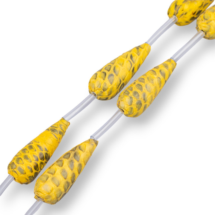 Snake Skin Component Strand Beads Drop 14x36mm 6pcs Yellow