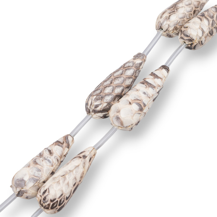 Snake Skin Drop Leather Component Strand Beads 14x36mm 6pcs