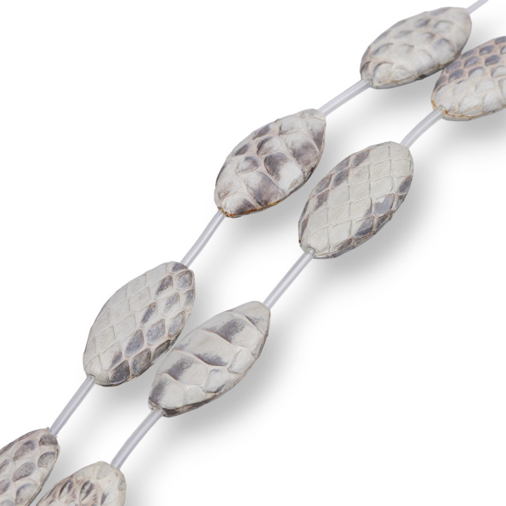 Στοιχείο Snake Skin Strand Beads Flat Oval 17x30mm 8τμχ Γκρι