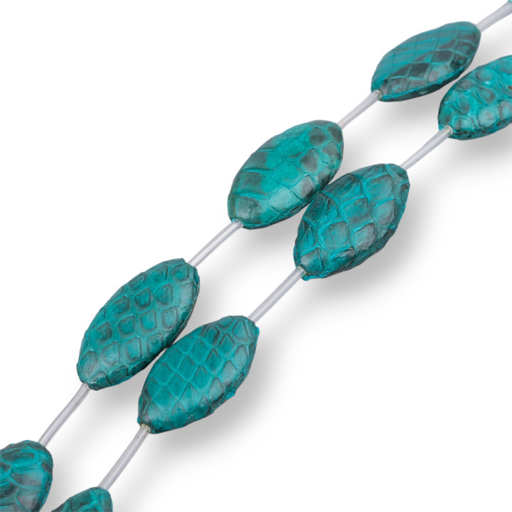Στοιχείο Snake Skin Strand Beads Flat Oval 17x30mm 8τμχ Πράσινο Σμαραγδένιο