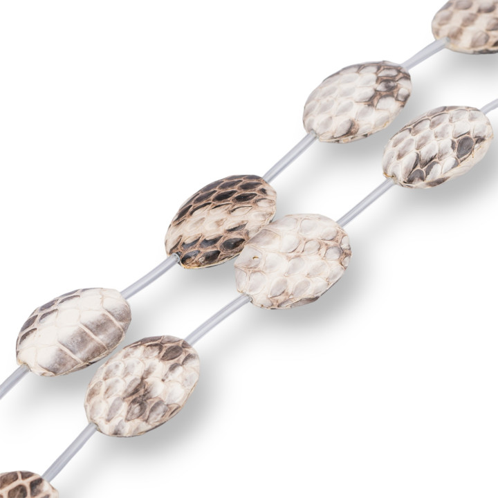 Snake Skin Component Strand Beads Flat Oval 18x25mm 8pcs Cream