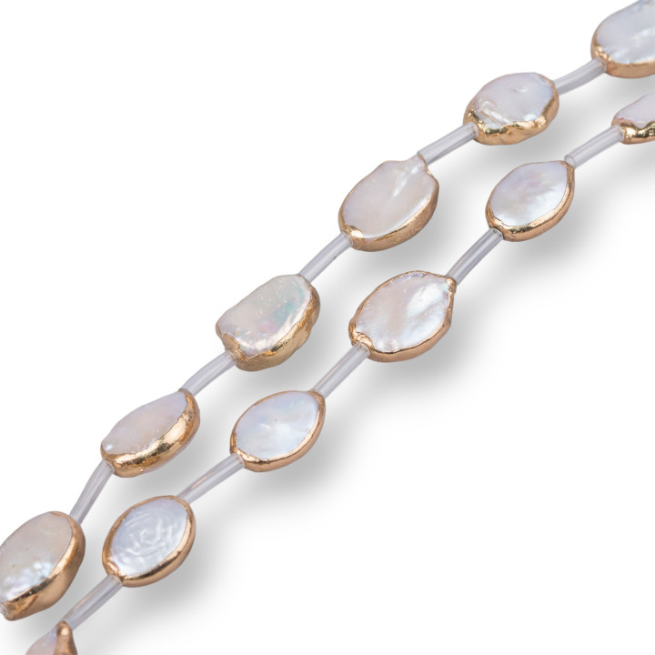 River Pearls Strass Gold Edge Oval 10-14mm 11pcs