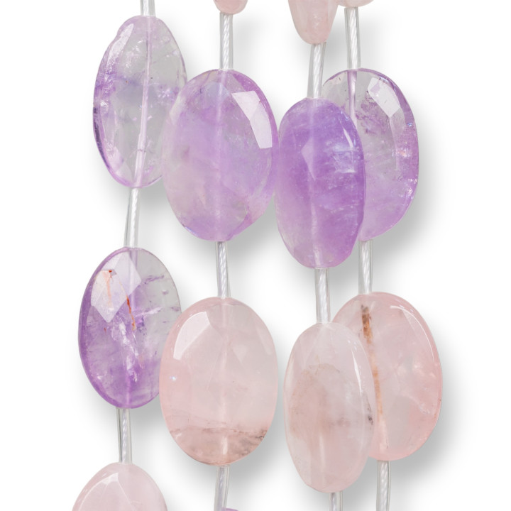 Améthyste Mixte Et Quartz Rose Pierres Plates Ovales Facettes 20x30mm 10pcs