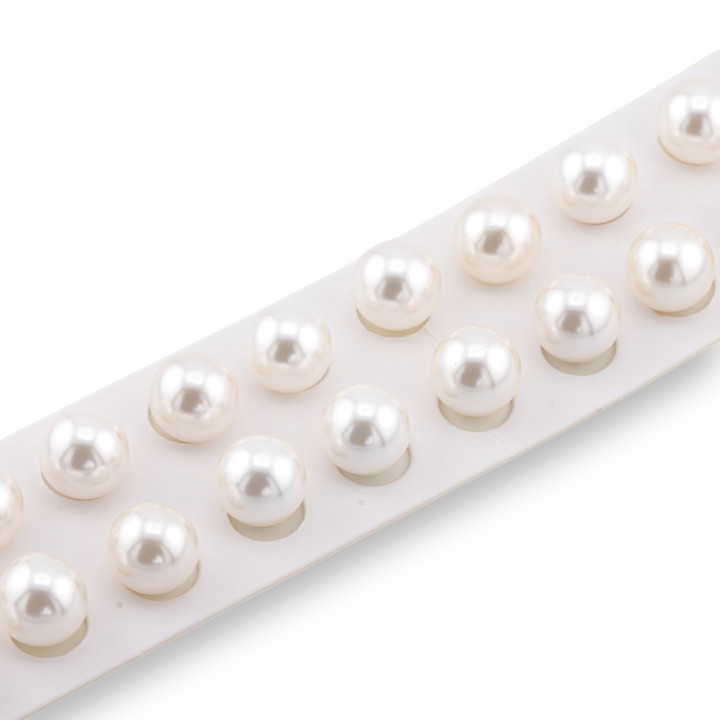 Perles Demi-Trou Perles de Majorque Blanc Rond Lisse 12mm 20pcs