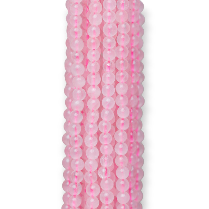 Quarzo Rosa Tondo Liscio  3mm Filo da 80cm 5 Collane