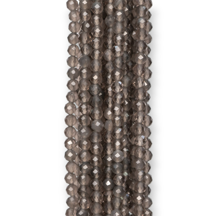 Quarzo Grigio Perlina Tonda Sfaccettata Diamond Cut 3mm