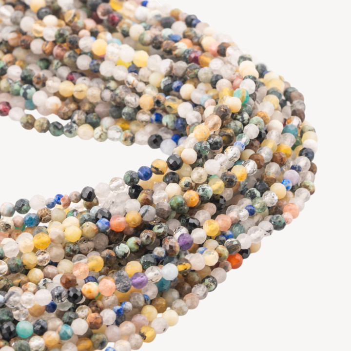 Quarzo Mix 2 Perlina Tonda Sfaccettata Diamond Cut 3mm