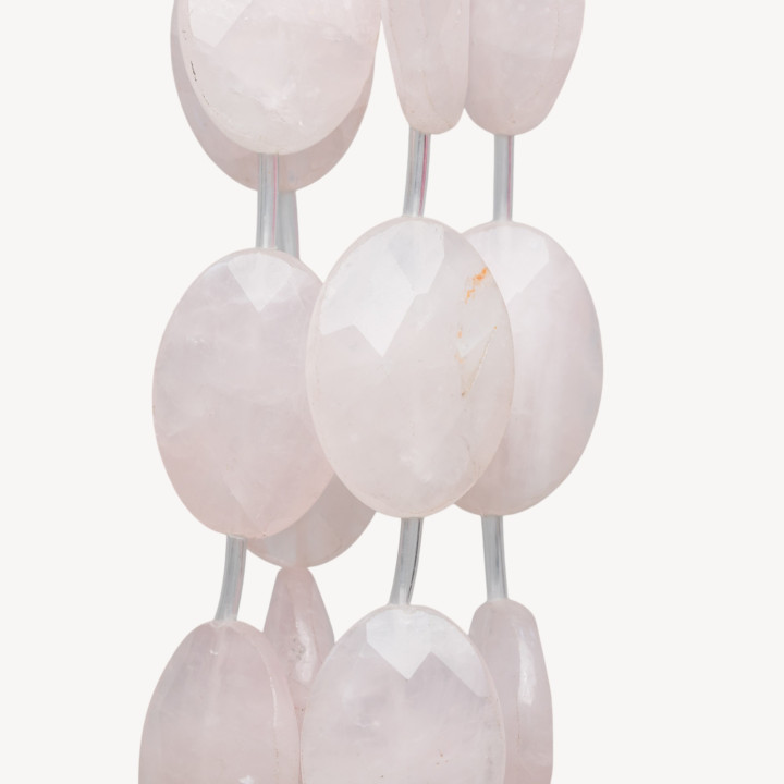 Quarzo Rosa Ovale Piatto Sfaccettato 22x33mm 9pz Trasparente