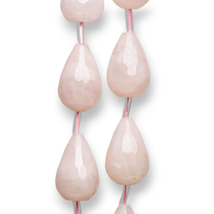 Rose Quartz Faceted Briolette Drops 20x30mm 10τεμ