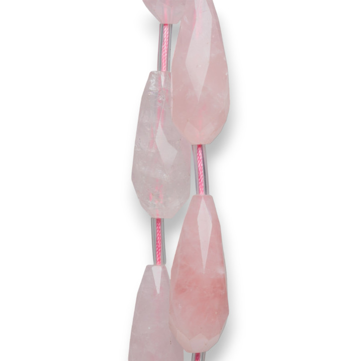 Rose Quartz Faceted Briolette Drops 20x50mm 6τεμ
