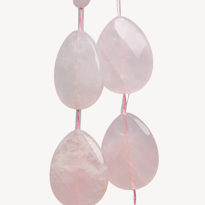 Rose Quartz Drops Faceted Plate 30x40mm 8pcs Transparent