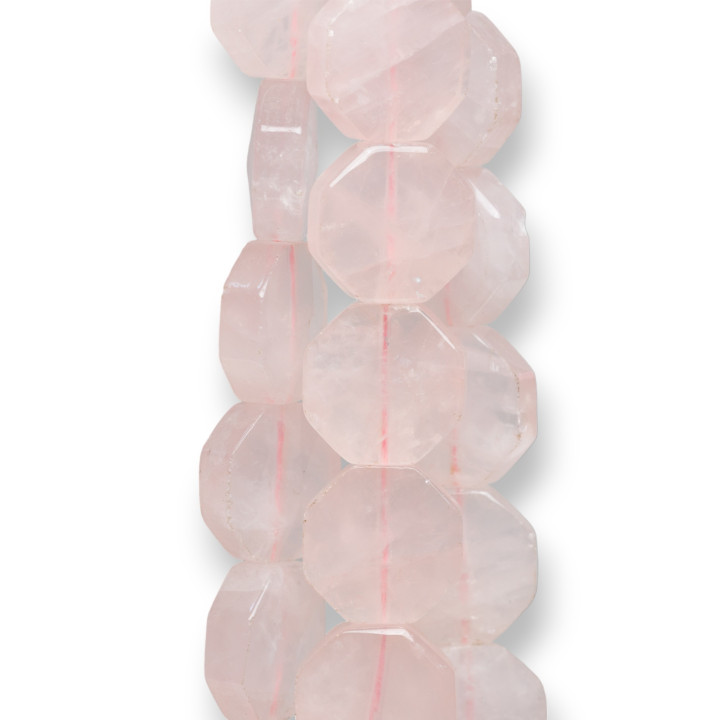 Rose Quartz Octagon Flat Faceted 20mm