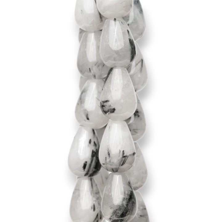 Quartz Rutile Noir (Graffiti Tourmaline Quartz) Goutte 10x14mm