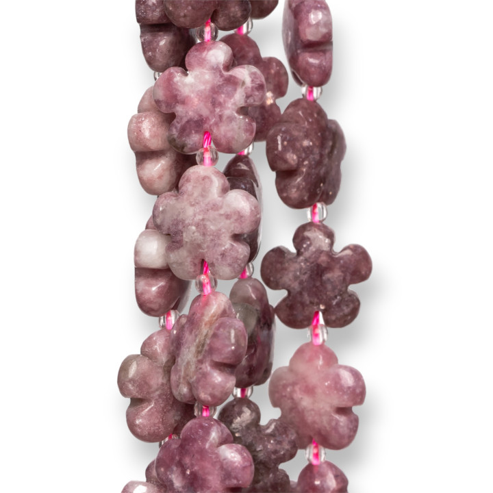 Rhodonite Flat Flower 15mm Purple