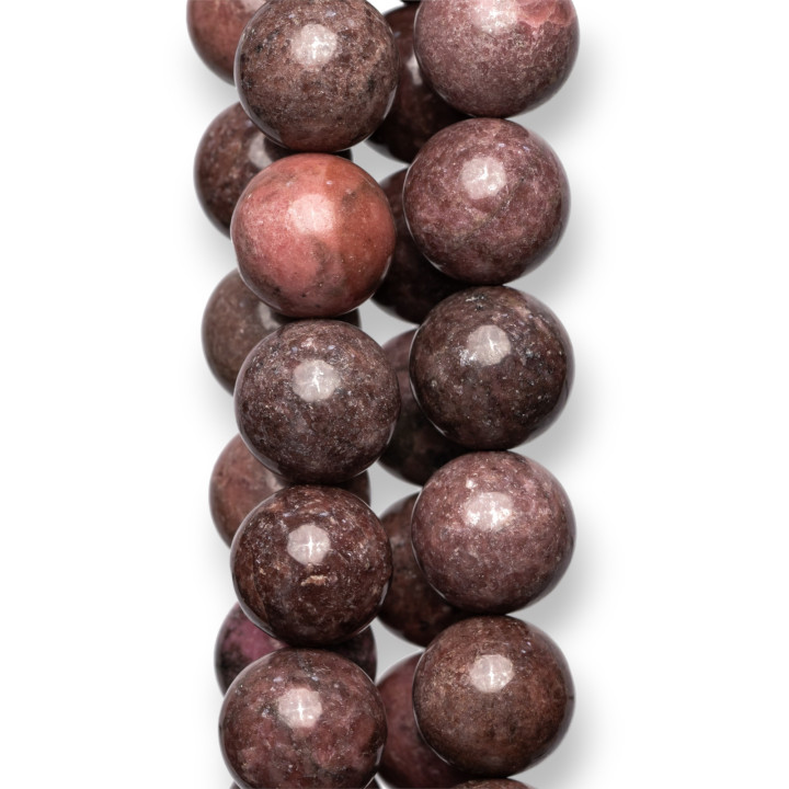 Rhodonite Rugueux Rond Lisse 18mm Clair