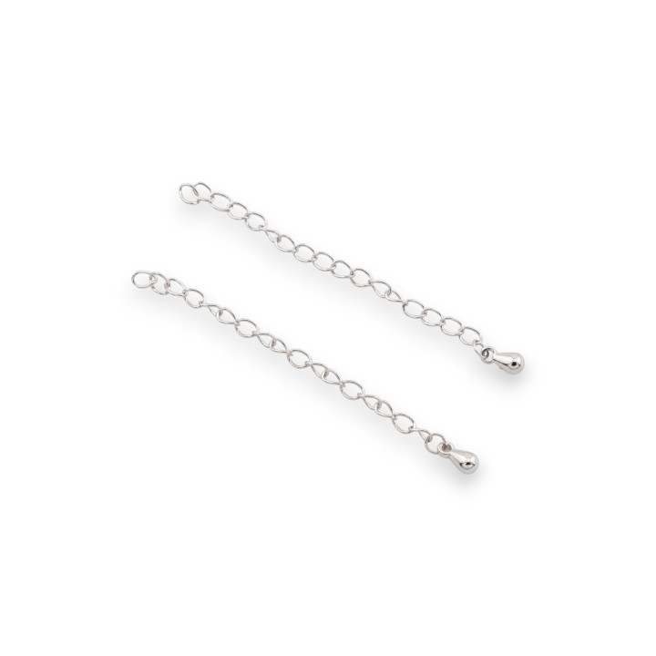 Chaîne d'Extension de Collier en Argent 925 2.5mm Longueur 60mm 10pcs Plaqué Rhodium