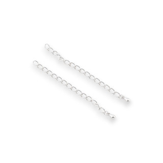 Chaîne d'Extension de Collier en Argent 925 3.5mm Longueur 70mm 6pcs Plaqué Rhodium